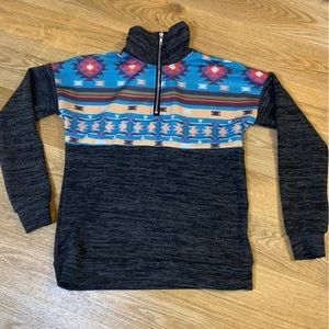 Aztec print half zip boutique pullover.